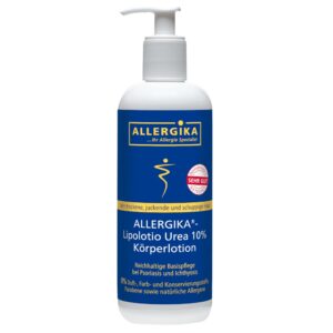 Produktabbildung der ALLERGIKA Lipolotio Urea 10% Körperlotion sehr trockene, juckende und schuppige Haut im 200 ml Spender