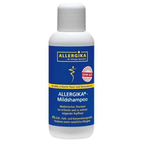 Produktabbildung des ALLERGIKA Mildshampoo für sensible Haut und Neurodermitis in einer 200 ml Flasche