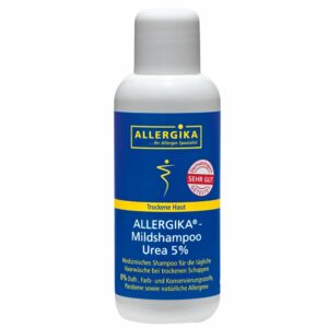 Produktabbildung des ALLERGIKA Mildshampoo mit 5% Urea für trockene Haut in einer 200 ml Flasche