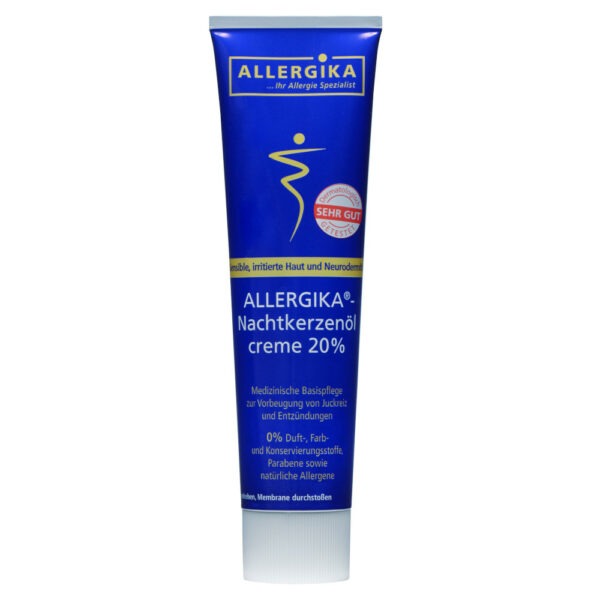 Produktabbildung der ALLERGIKA Nachtkerzenöl Creme 20% für sensible Haut und Neurodermitis in einer 100 ml Tube