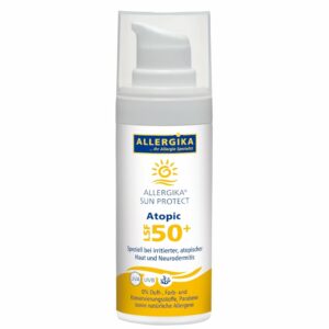 Produktabbildung der ALLERGIKA SUN PROTECT Atopic Sonnencreme bei atopischer Haut und Neurodermitis im 50 ml Spender