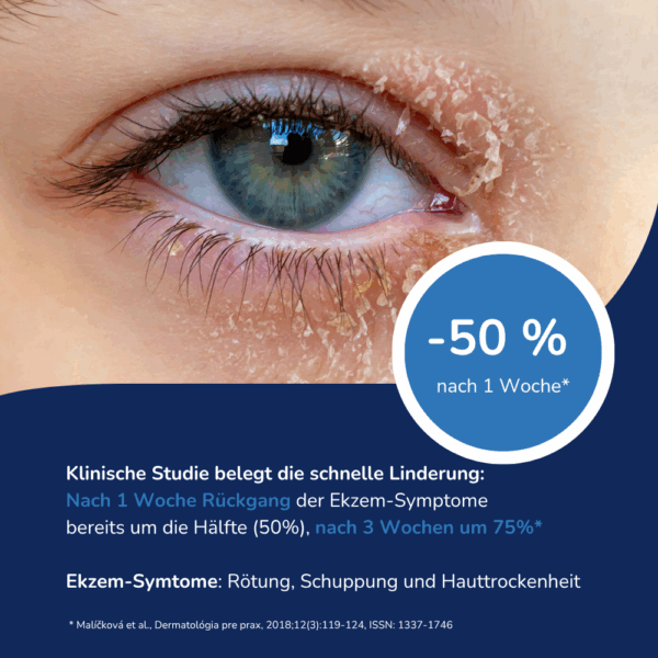 Zeigt einen Auszug einer Studie mit dem Ergebnis zur Augenlidcreme MED
