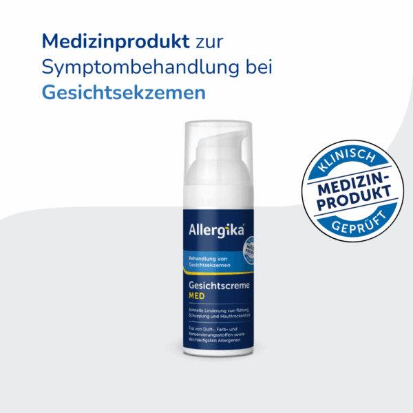 Produktabbildung mit dem Hinweis zum Medizinprodukt bei der Gesichtscreme MED von Allergika