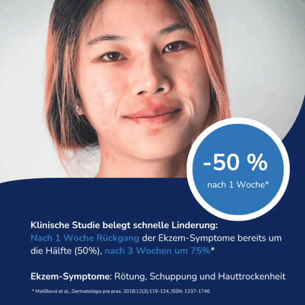 Zeigt einen Auszug einer Studie mit dem Ergebnis zur Gesichtscreme MED