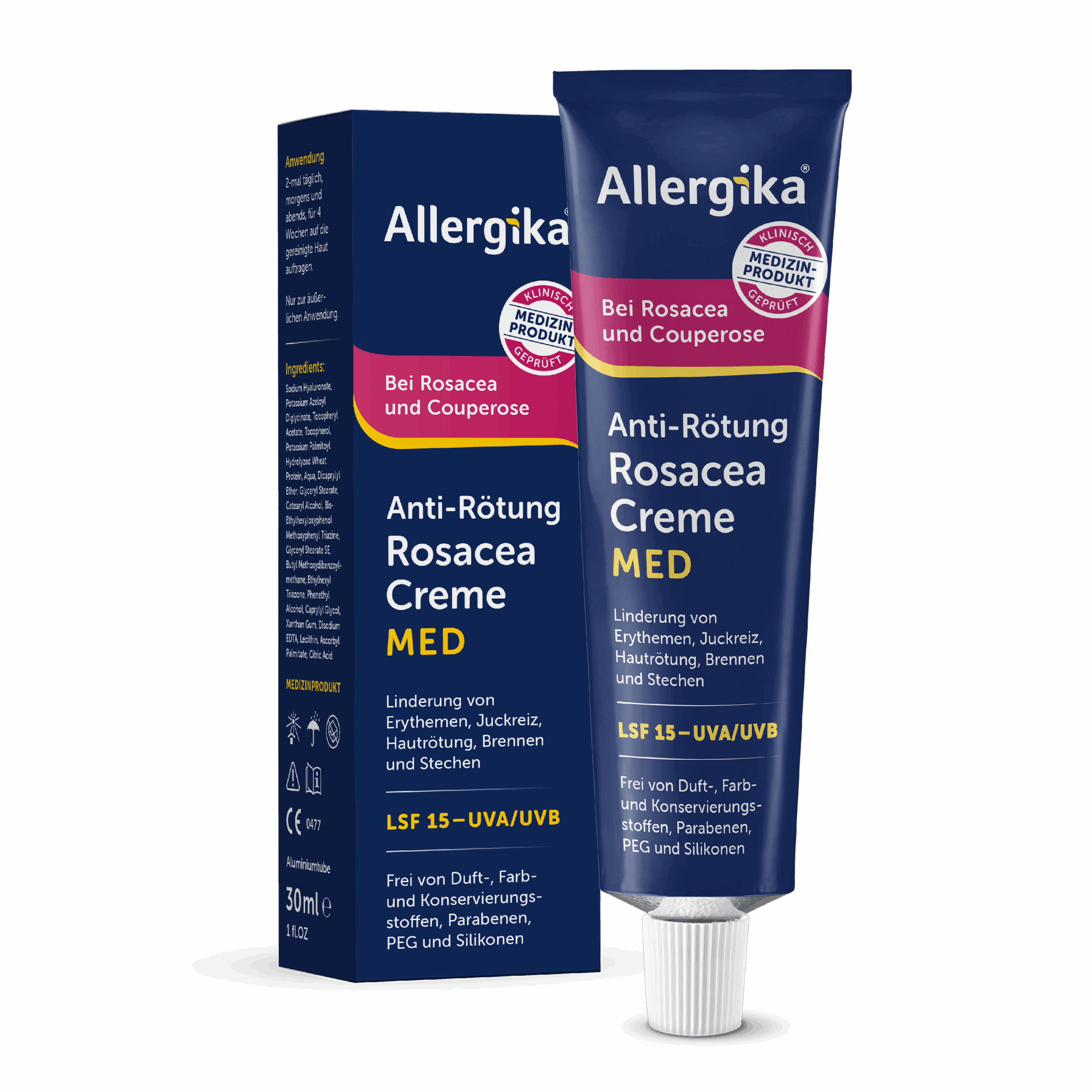 Allergika Rosacea Creme MED – Anti-Rötung & LSF 15 – Medizinprodukt