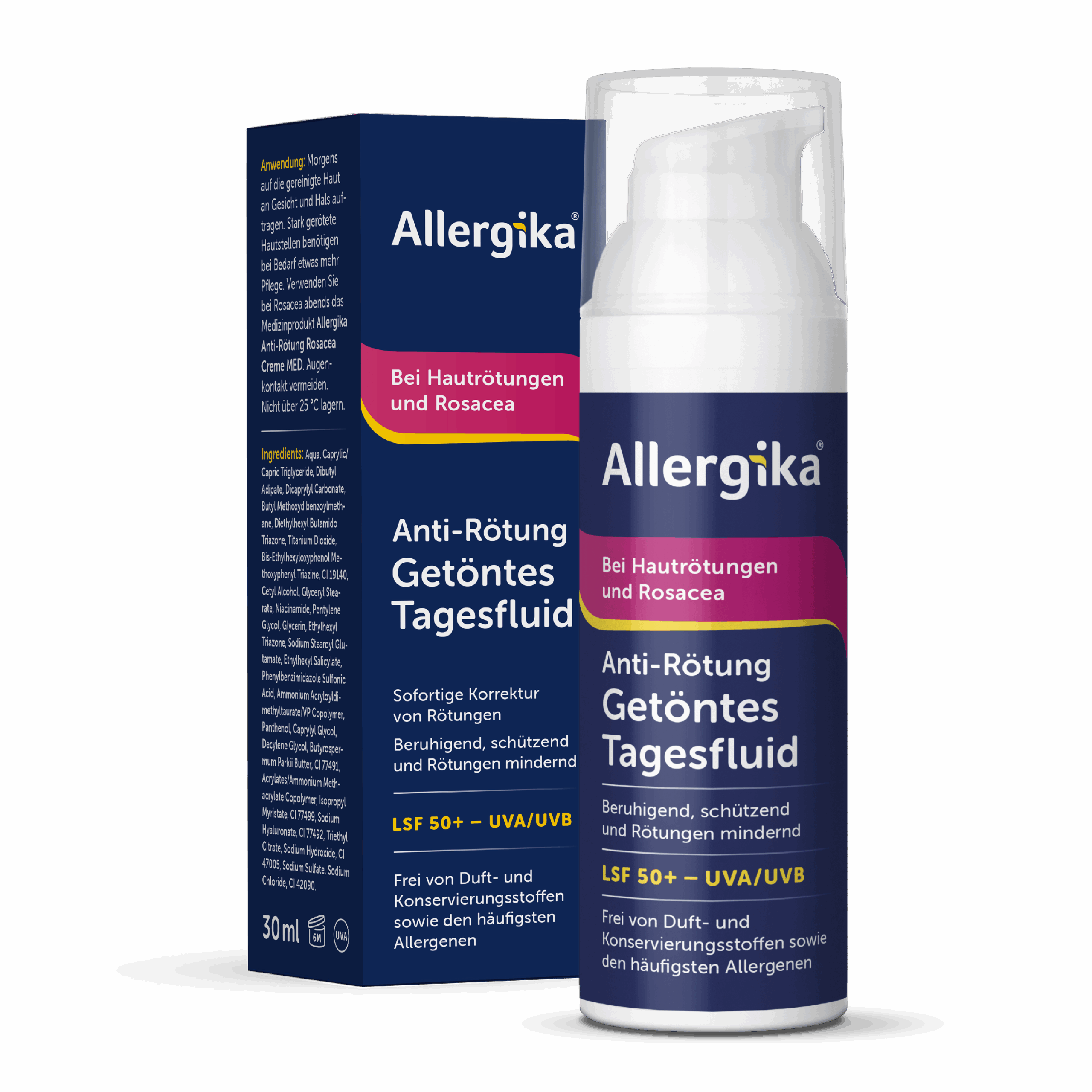 Allergika Getöntes Tagesfluid bei Rosacea – LSF 50+, Anti-Rötung & Pflege